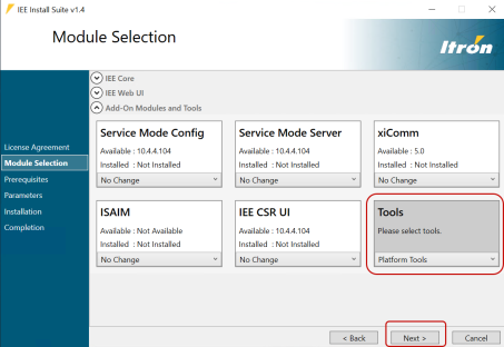 The Platform Tools option on the Module Selection screen.